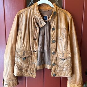 GAP Women’s Brown Leather Military Jacket